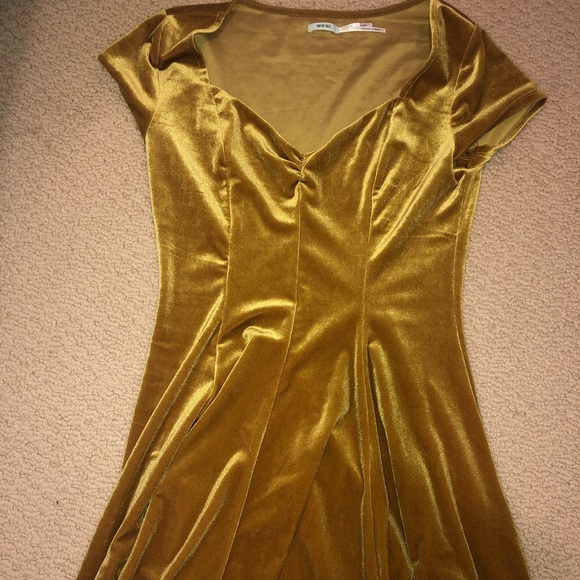 Urban Outfitters Kimichi Blue Gold Velvet Dress - Picture 3 of 5